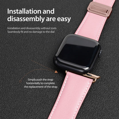 For Apple Watch Series 9 41mm DUX DUCIS YA Series Magnetic Buckle Genuine Leather Watch Band(Pink) - Watch Bands by DUX DUCIS | Online Shopping South Africa | PMC Jewellery | Buy Now Pay Later Mobicred