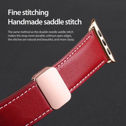 For Apple Watch Series 9 41mm DUX DUCIS YA Series Magnetic Buckle Genuine Leather Watch Band(Red) - Watch Bands by DUX DUCIS | Online Shopping South Africa | PMC Jewellery | Buy Now Pay Later Mobicred