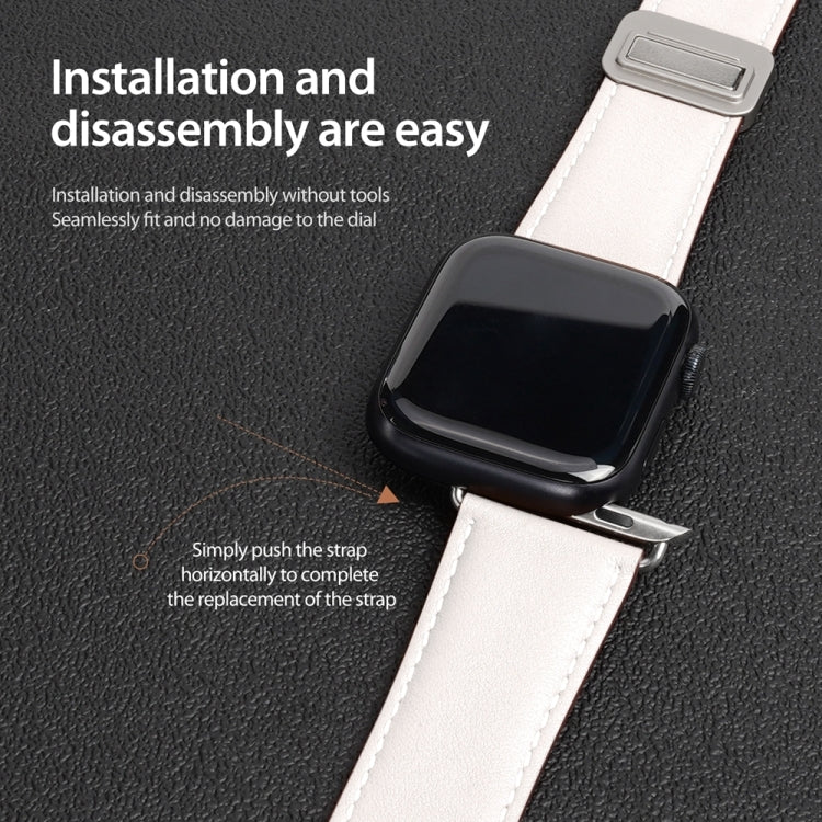 For Apple Watch Series 8 41mm DUX DUCIS YA Series Magnetic Buckle Genuine Leather Watch Band(White) - Watch Bands by DUX DUCIS | Online Shopping South Africa | PMC Jewellery | Buy Now Pay Later Mobicred