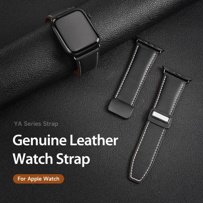 For Apple Watch SE 40mm DUX DUCIS YA Series Magnetic Buckle Genuine Leather Watch Band(Black) - Watch Bands by DUX DUCIS | Online Shopping South Africa | PMC Jewellery | Buy Now Pay Later Mobicred