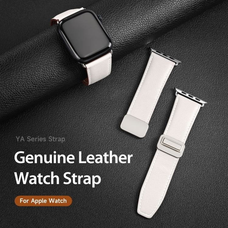 For Apple Watch Series 6 44mm DUX DUCIS YA Series Magnetic Buckle Genuine Leather Watch Band(White) - Watch Bands by DUX DUCIS | Online Shopping South Africa | PMC Jewellery | Buy Now Pay Later Mobicred