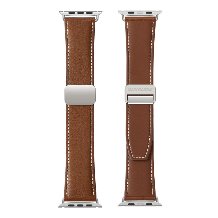 For Apple Watch Series 3 38mm DUX DUCIS YA Series Magnetic Buckle Genuine Leather Watch Band(Brown) - Watch Bands by DUX DUCIS | Online Shopping South Africa | PMC Jewellery | Buy Now Pay Later Mobicred