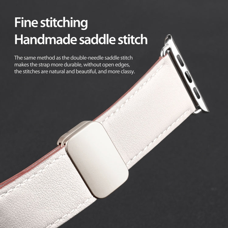 For Apple Watch Series 3 42mm DUX DUCIS YA Series Magnetic Buckle Genuine Leather Watch Band(White) - Watch Bands by DUX DUCIS | Online Shopping South Africa | PMC Jewellery | Buy Now Pay Later Mobicred