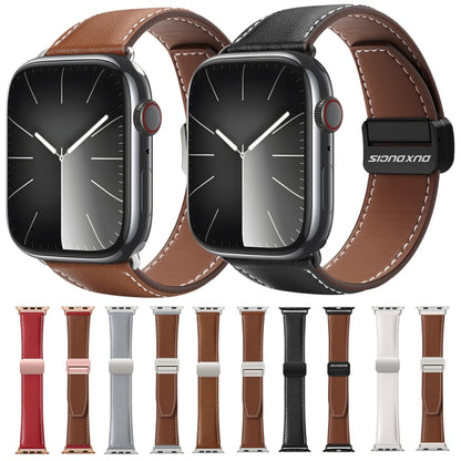 For Apple Watch Series 4 44mm DUX DUCIS YA Series Magnetic Buckle Genuine Leather Watch Band(Red) - Watch Bands by DUX DUCIS | Online Shopping South Africa | PMC Jewellery | Buy Now Pay Later Mobicred