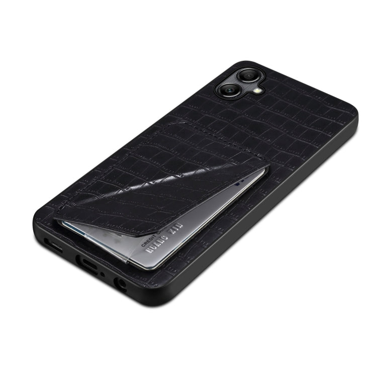 For Samsung Galaxy S24 5G Denior Imitation Crocodile Leather Back Phone Case with Holder(Black) - Galaxy S24 5G Cases by Denior | Online Shopping South Africa | PMC Jewellery | Buy Now Pay Later Mobicred