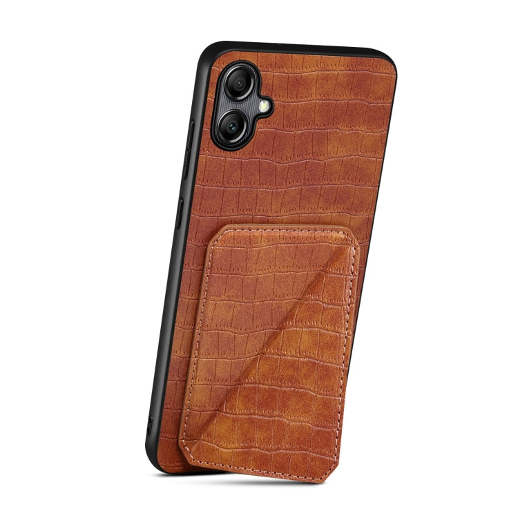 For Samsung Galaxy S24+ 5G Denior Imitation Crocodile Leather Back Phone Case with Holder(Brown) - Galaxy S24+ 5G Cases by Denior | Online Shopping South Africa | PMC Jewellery | Buy Now Pay Later Mobicred