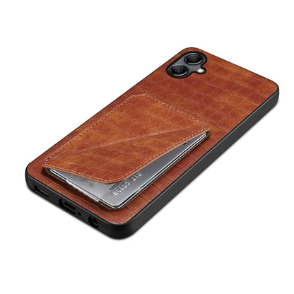 For Samsung Galaxy S24 Ultra 5G Denior Imitation Crocodile Leather Back Phone Case with Holder(Brown) - Galaxy S24 Ultra 5G Cases by Denior | Online Shopping South Africa | PMC Jewellery | Buy Now Pay Later Mobicred