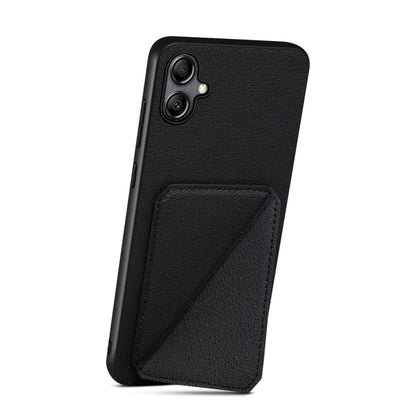 For Samsung Galaxy S24 5G Denior Imitation Calf Leather Back Phone Case with Holder(Black) - Galaxy S24 5G Cases by Denior | Online Shopping South Africa | PMC Jewellery | Buy Now Pay Later Mobicred