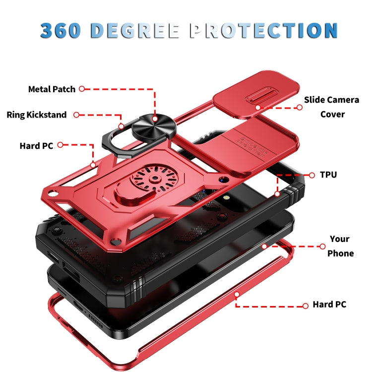 For Samsung Galaxy S24+ 5G Sliding Camshield TPU + PC Phone Case with Holder(Red+Black) - Galaxy S24+ 5G Cases by PMC Jewellery | Online Shopping South Africa | PMC Jewellery