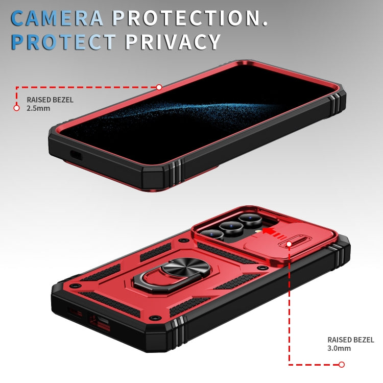 For Samsung Galaxy S24+ 5G Sliding Camshield TPU + PC Phone Case with Holder(Red+Black) - Galaxy S24+ 5G Cases by PMC Jewellery | Online Shopping South Africa | PMC Jewellery