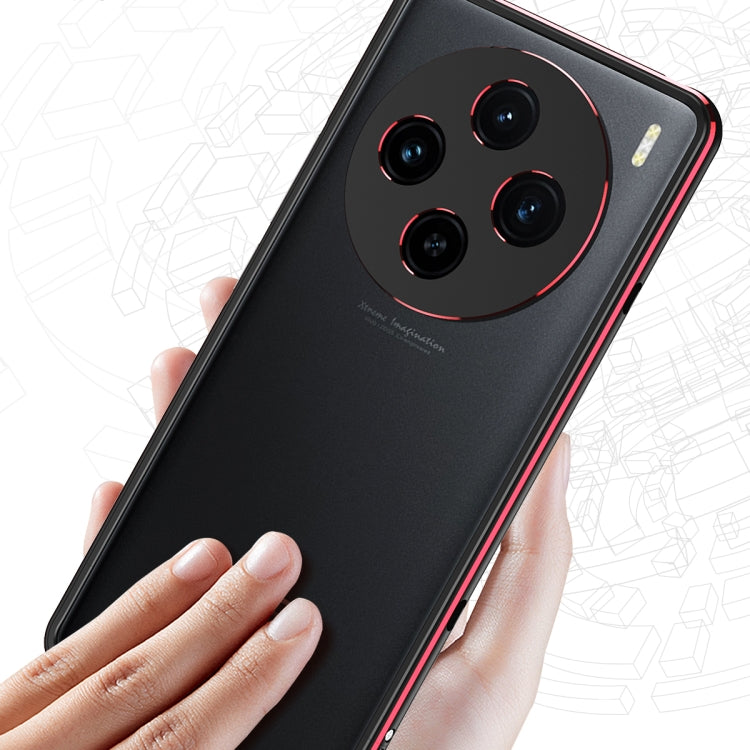 For vivo X100 Aurora Series Metal Frame Phone Case(Black Silver) - free shipping - PMC Jewellery - Order now!