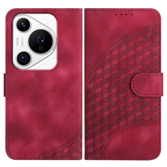 For Huawei Pura 70 Pro/70 Pro+ YX0060 Elephant Head Embossed Phone Leather Case with Lanyard(Rose Red) - Huawei Cases by PMC Jewellery | Online Shopping South Africa | PMC Jewellery | Buy Now Pay Later Mobicred