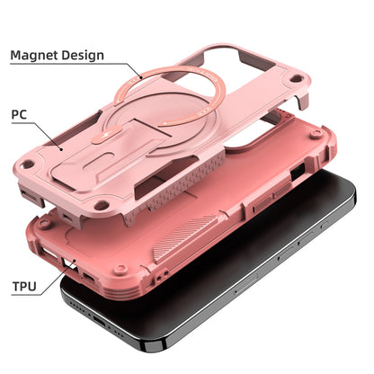 For iPhone 15 Plus MagSafe Holder Armor PC Hybrid TPU Phone Case(Pink) - iPhone 15 Plus Cases by PMC Jewellery | Online Shopping South Africa | PMC Jewellery