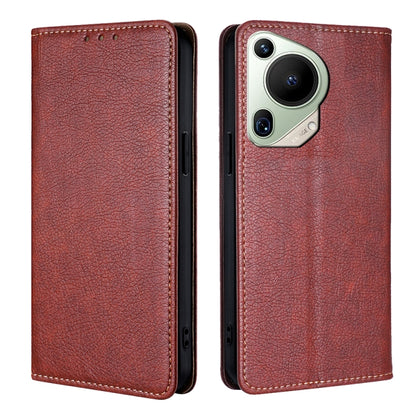 For Huawei Pura 70 Ultra Gloss Oil Solid Color Magnetic Leather Phone Case(Brown) - Huawei Cases by PMC Jewellery | Online Shopping South Africa | PMC Jewellery | Buy Now Pay Later Mobicred