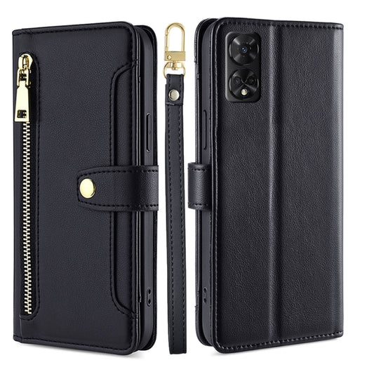 For TCL 50 5G Sheep Texture Cross-body Zipper Wallet Leather Phone Case(Black) - More Brand by PMC Jewellery | Online Shopping South Africa | PMC Jewellery | Buy Now Pay Later Mobicred