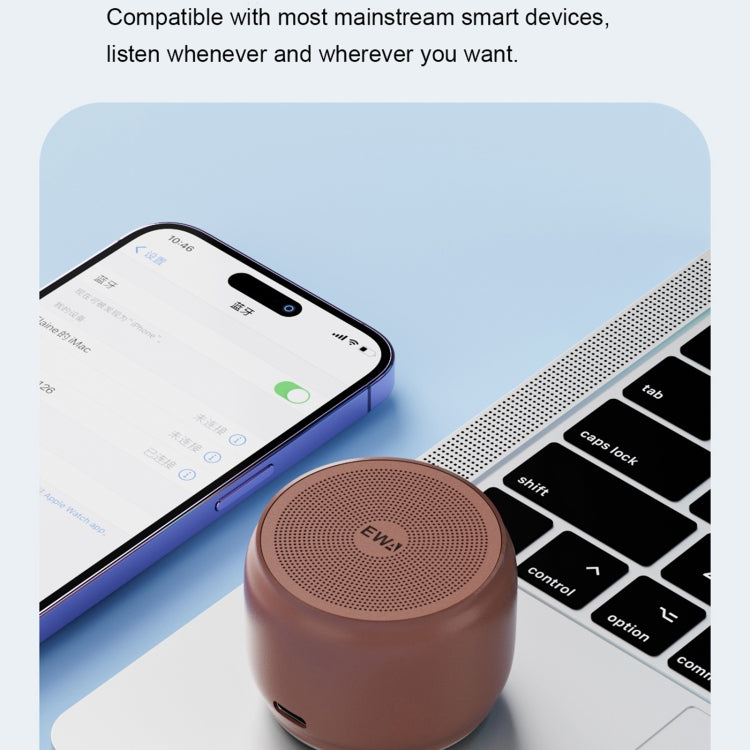EWA A126 Mini Bluetooth 5.0 Bass Radiator Metal Speaker(Brown) - free shipping - PMC Jewellery - Order now!