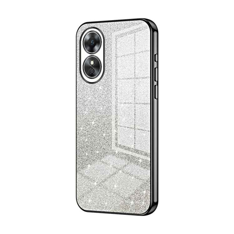 For OPPO A17 / A17K Gradient Glitter Powder Electroplated Phone Case(Black) - OPPO Cases by PMC TechLife | Online Shopping South Africa | PMC TechLife | Buy Now Pay Later Mobicred