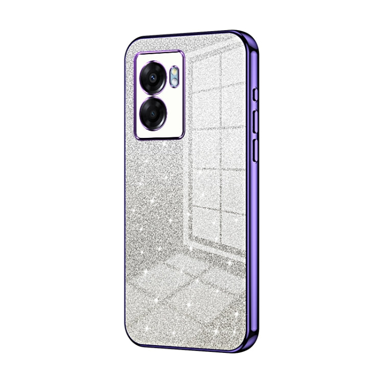 For OPPO A57 5G Gradient Glitter Powder Electroplated Phone Case(Purple) - OPPO Cases by PMC Jewellery | Online Shopping South Africa | PMC Jewellery | Buy Now Pay Later Mobicred