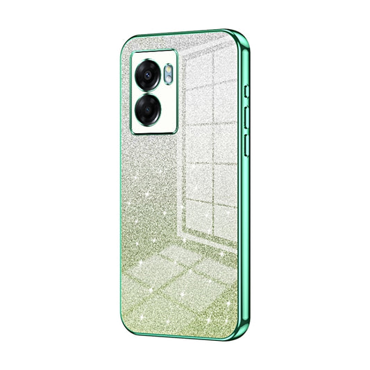 For OPPO A57 5G Gradient Glitter Powder Electroplated Phone Case(Green) - OPPO Cases by PMC Jewellery | Online Shopping South Africa | PMC Jewellery | Buy Now Pay Later Mobicred
