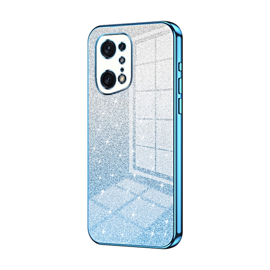 For OPPO Find X5 Pro Gradient Glitter Powder Electroplated Phone Case(Blue) - OPPO Cases by PMC Jewellery | Online Shopping South Africa | PMC Jewellery | Buy Now Pay Later Mobicred