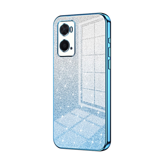 For OPPO A36 / A76 / A96 4G Global Gradient Glitter Powder Electroplated Phone Case(Blue) - OPPO Cases by PMC Jewellery | Online Shopping South Africa | PMC Jewellery | Buy Now Pay Later Mobicred