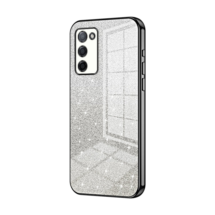For OPPO A55 5G / A56 / A53s 5G Gradient Glitter Powder Electroplated Phone Case(Black) - OPPO Cases by PMC Jewellery | Online Shopping South Africa | PMC Jewellery | Buy Now Pay Later Mobicred