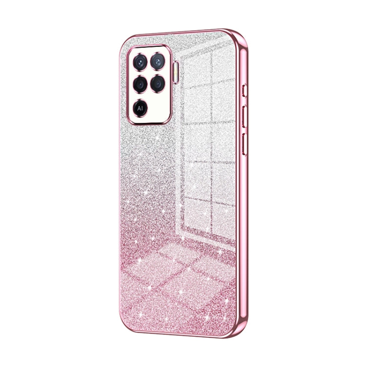 For OPPO A94 4G Gradient Glitter Powder Electroplated Phone Case(Pink) - OPPO Cases by PMC Jewellery | Online Shopping South Africa | PMC Jewellery | Buy Now Pay Later Mobicred