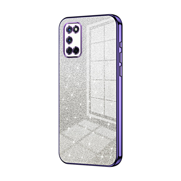 For OPPO A52 / A72 / A92 Gradient Glitter Powder Electroplated Phone Case(Purple) - OPPO Cases by PMC TechLife | Online Shopping South Africa | PMC TechLife | Buy Now Pay Later Mobicred