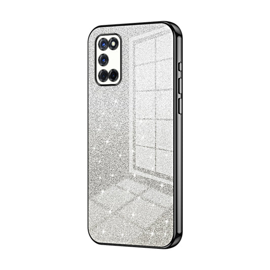 For OPPO A52 / A72 / A92 Gradient Glitter Powder Electroplated Phone Case(Black) - OPPO Cases by PMC Jewellery | Online Shopping South Africa | PMC Jewellery | Buy Now Pay Later Mobicred