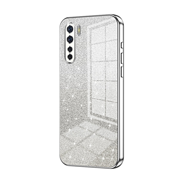 For OPPO A91 Gradient Glitter Powder Electroplated Phone Case(Silver) - OPPO Cases by PMC TechLife | Online Shopping South Africa | PMC TechLife | Buy Now Pay Later Mobicred