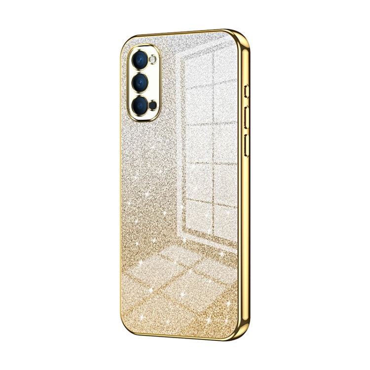 For OPPO Reno4 Gradient Glitter Powder Electroplated Phone Case(Gold) - OPPO Cases by PMC TechLife | Online Shopping South Africa | PMC TechLife | Buy Now Pay Later Mobicred