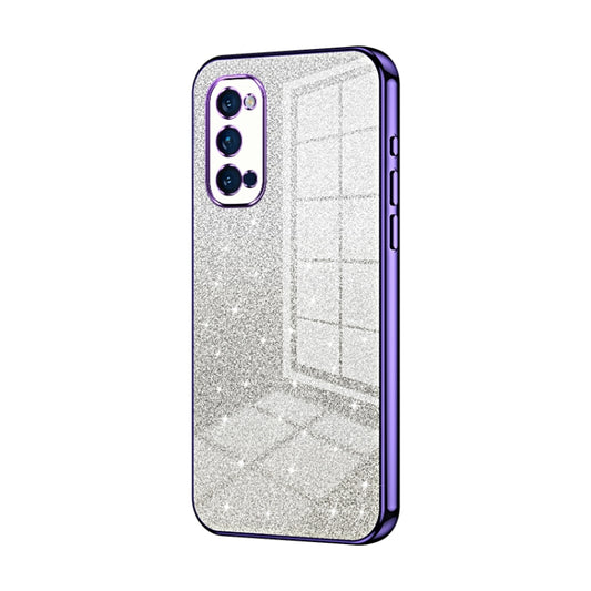 For OPPO Reno4 Pro Gradient Glitter Powder Electroplated Phone Case(Purple) - OPPO Cases by PMC Jewellery | Online Shopping South Africa | PMC Jewellery | Buy Now Pay Later Mobicred