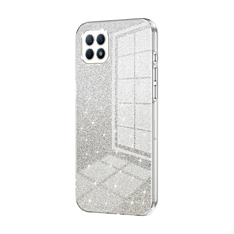 For OPPO Reno4 SE Gradient Glitter Powder Electroplated Phone Case(Transparent) - OPPO Cases by PMC TechLife | Online Shopping South Africa | PMC TechLife | Buy Now Pay Later Mobicred