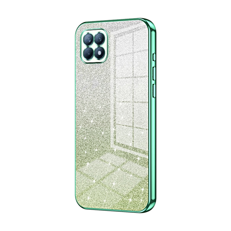 For OPPO Reno4 SE Gradient Glitter Powder Electroplated Phone Case(Green) - OPPO Cases by PMC Jewellery | Online Shopping South Africa | PMC Jewellery | Buy Now Pay Later Mobicred