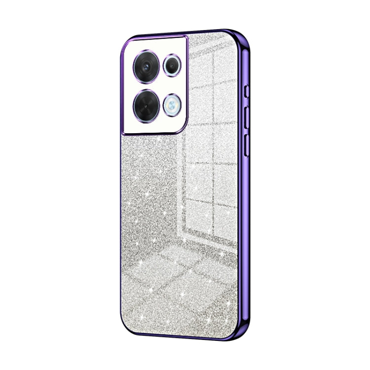 For OPPO Reno8 Gradient Glitter Powder Electroplated Phone Case(Purple) - OPPO Cases by PMC TechLife | Online Shopping South Africa | PMC TechLife | Buy Now Pay Later Mobicred