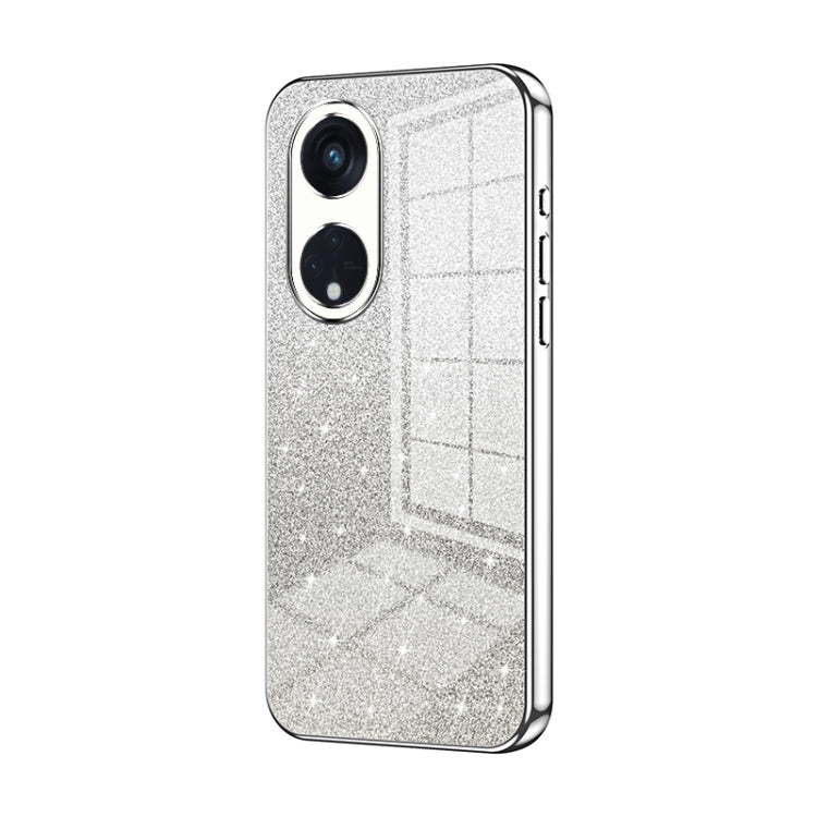 For OPPO Reno8 T 5G Gradient Glitter Powder Electroplated Phone Case(Silver) - OPPO Cases by PMC Jewellery | Online Shopping South Africa | PMC Jewellery | Buy Now Pay Later Mobicred