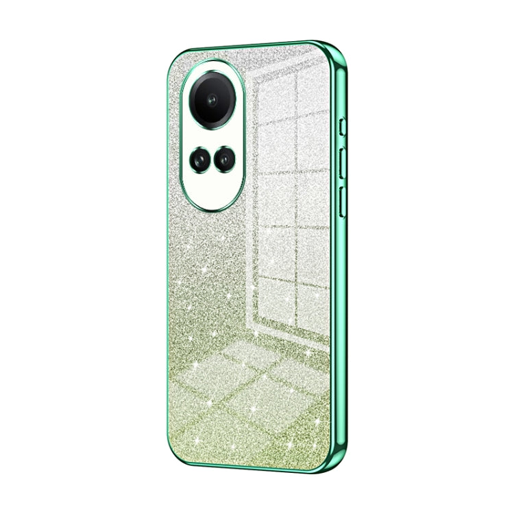 For OPPO Reno10 5G/Reno10 Pro 5G Global Gradient Glitter Powder Electroplated Phone Case(Green) - OPPO Cases by PMC Jewellery | Online Shopping South Africa | PMC Jewellery | Buy Now Pay Later Mobicred