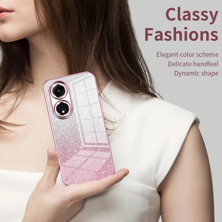 For OPPO Reno4 Gradient Glitter Powder Electroplated Phone Case(Purple) - OPPO Cases by PMC Jewellery | Online Shopping South Africa | PMC Jewellery | Buy Now Pay Later Mobicred