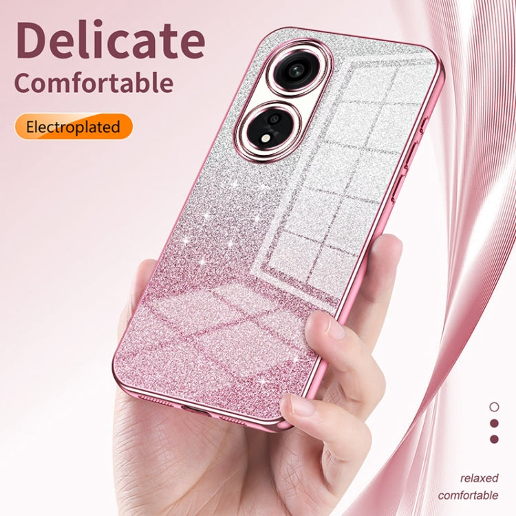 For OPPO K9x Gradient Glitter Powder Electroplated Phone Case(Transparent) - OPPO Cases by PMC Jewellery | Online Shopping South Africa | PMC Jewellery | Buy Now Pay Later Mobicred