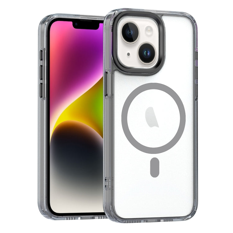For iPhone 14 MagSafe Magnetic Clear Phone Case(Black) - iPhone 14 Cases by PMC TechLife | Online Shopping South Africa | PMC TechLife