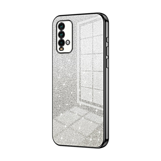 For Xiaomi Redmi Note 9 4G Gradient Glitter Powder Electroplated Phone Case(Black) - Xiaomi Cases by PMC Jewellery | Online Shopping South Africa | PMC Jewellery | Buy Now Pay Later Mobicred