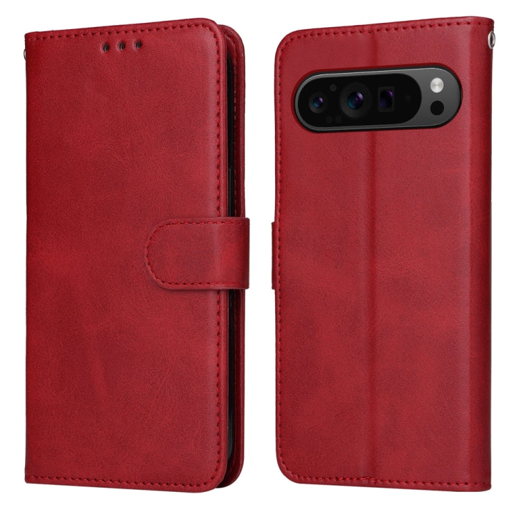 For Google Pixel 9 Pro Classic Calf Texture Flip Leather Phone Case(Red) - Google Cases by PMC TechLife | Online Shopping South Africa | PMC TechLife | Buy Now Pay Later Mobicred