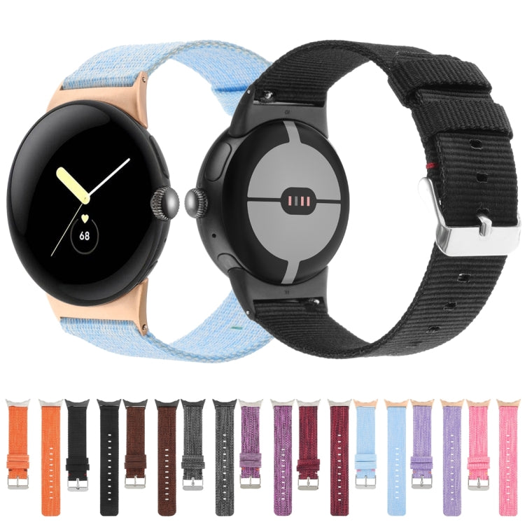 For Google Pixel Watch 2 / Pixel Watch Nylon Canvas Watch Band(Lavender Purple) - Watch Bands by PMc TechLife | Online Shopping South Africa | PMc TechLife | Buy Now Pay Later Mobicred