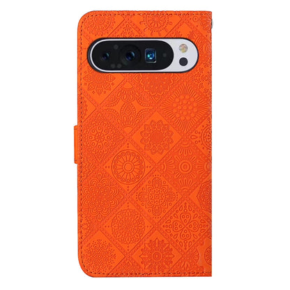 For Google Pixel 9 / 9 Pro Ethnic Style Embossed Pattern Leather Phone Case(Orange) - Google Cases by PMC Jewellery | Online Shopping South Africa | PMC Jewellery | Buy Now Pay Later Mobicred