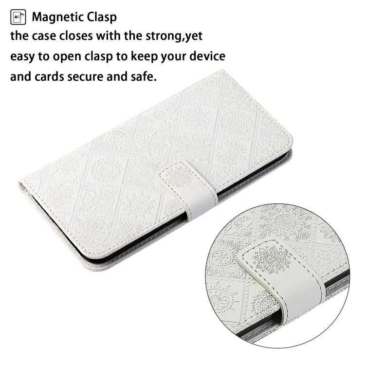 For Google Pixel 9 / 9 Pro Ethnic Style Embossed Pattern Leather Phone Case(White) - Google Cases by PMC TechLife | Online Shopping South Africa | PMC TechLife | Buy Now Pay Later Mobicred