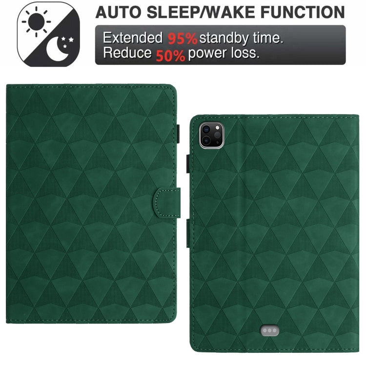 For iPad Pro 11 2024 Diamond Texture Embossed Leather Smart Tablet Case(Green) - iPad Pro 11 2024 Cases by PMC TechLife | Online Shopping South Africa | PMC TechLife | Buy Now Pay Later Mobicred
