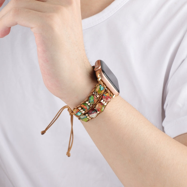 For Apple Watch Series 5 40mm Hexagonal Stones Drawstring Chain Watch Band(Colorful) - Watch Bands by PMC TechLife | Online Shopping South Africa | PMC TechLife