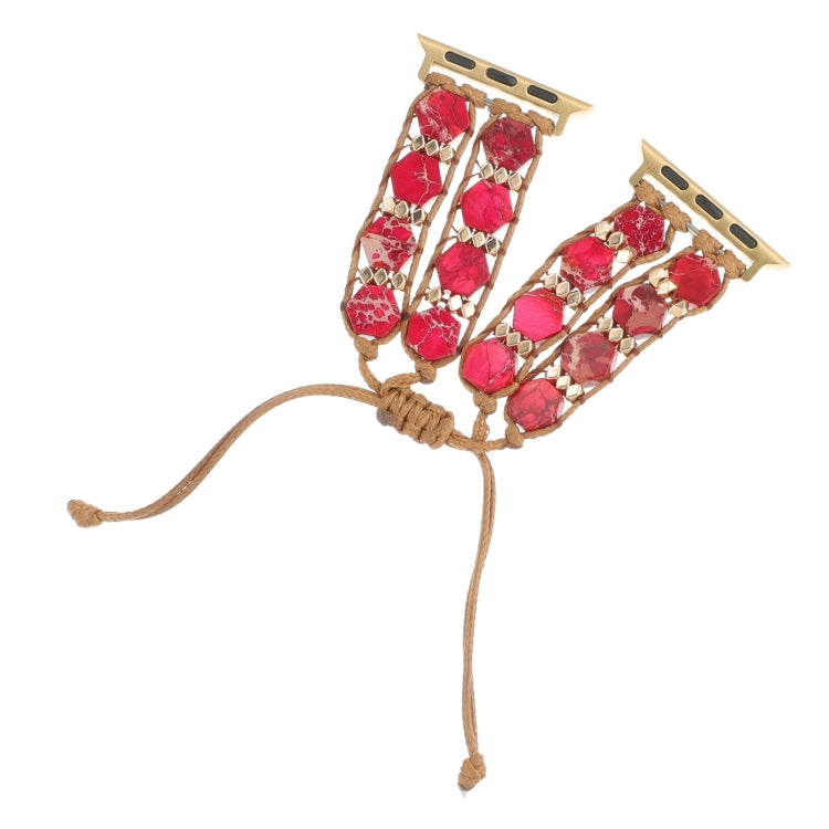 For Apple Watch Series 4 40mm Hexagonal Stones Drawstring Chain Watch Band(Red) - free shipping - PMC TechLife - Order now!