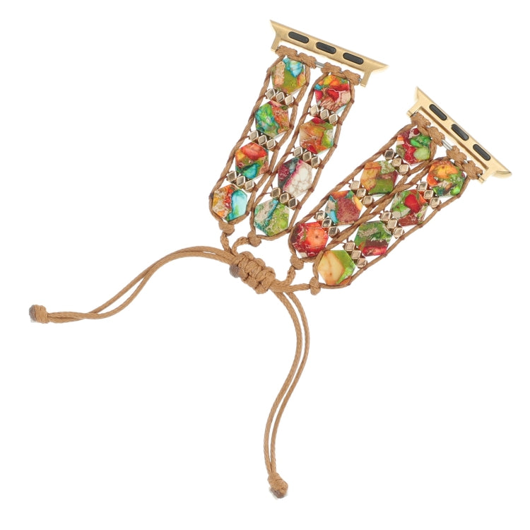 For Apple Watch Series 3 38mm Hexagonal Stones Drawstring Chain Watch Band(Colorful) - Watch Bands by PMC TechLife | Online Shopping South Africa | PMC TechLife