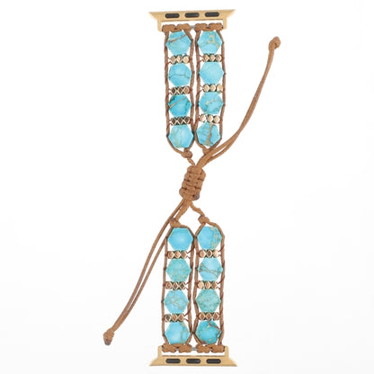 For Apple Watch 38mm Hexagonal Stones Drawstring Chain Watch Band(Blue) - Watch Bands by PMC Jewellery | Online Shopping South Africa | PMC Jewellery